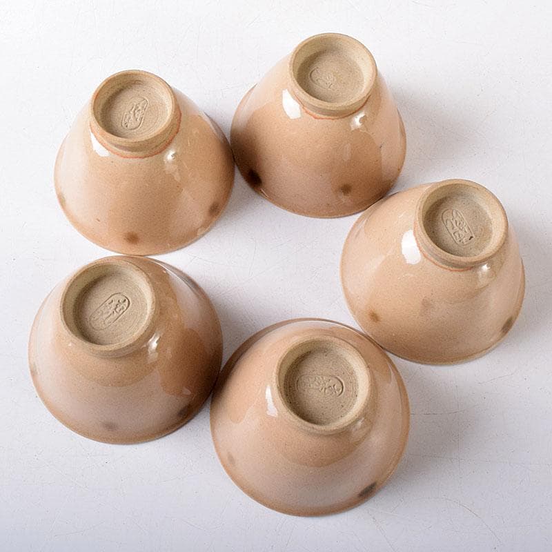 煎茶道具　虫明焼　煎茶器　5客　時代箱　V　8257