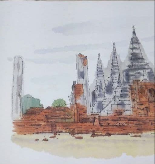 悠久の旅 平山郁夫素描集 日本経済新聞社 絵画全10作品揃 額付