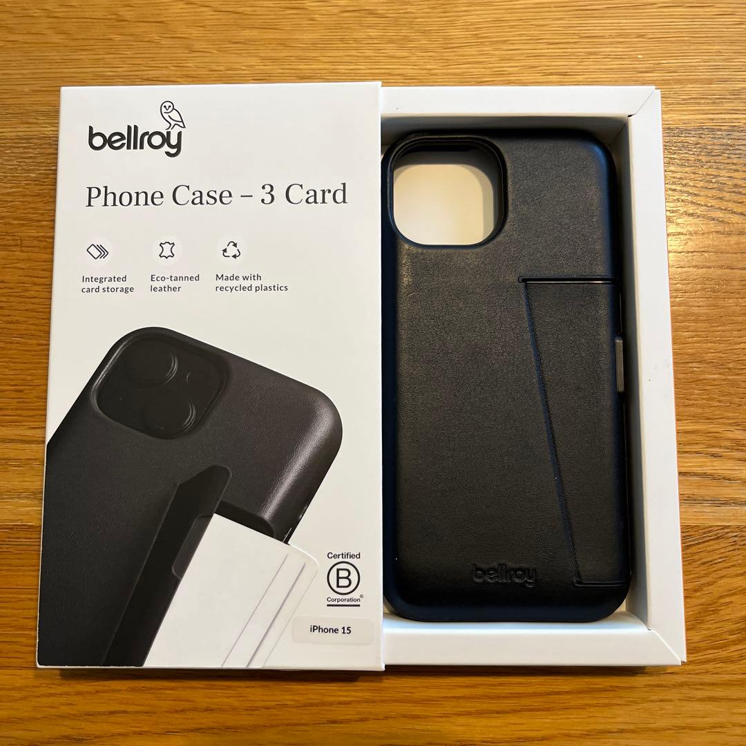 Bellroy ブラック iPhone15ケース カード収納付き