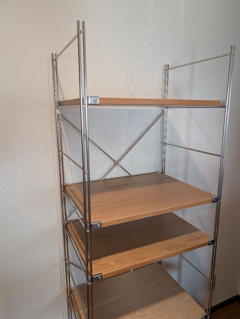 《送料込》無印良品 ステンレスユニットシェルフ オーク材棚 家具 シルバーラック
