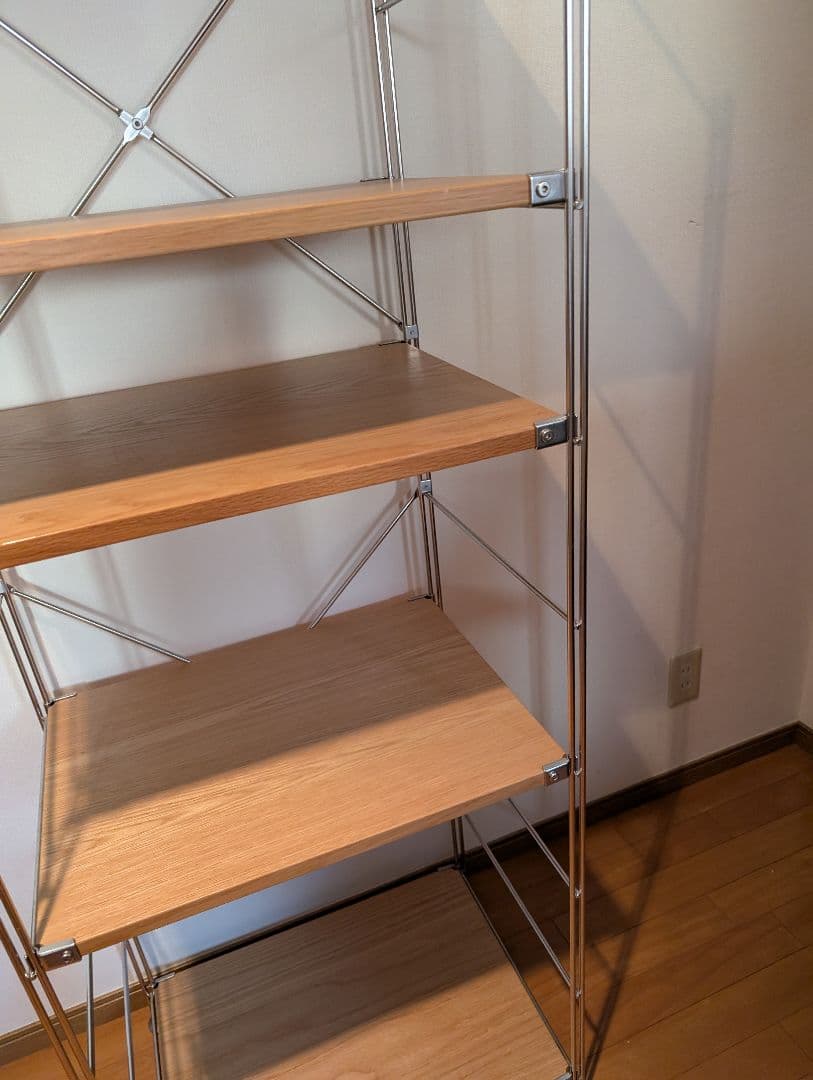 《送料込》無印良品 ステンレスユニットシェルフ オーク材棚 家具 シルバーラック