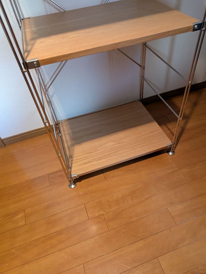 《送料込》無印良品 ステンレスユニットシェルフ オーク材棚 家具 シルバーラック