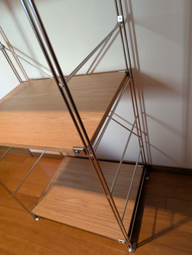 《送料込》無印良品 ステンレスユニットシェルフ オーク材棚 家具 シルバーラック