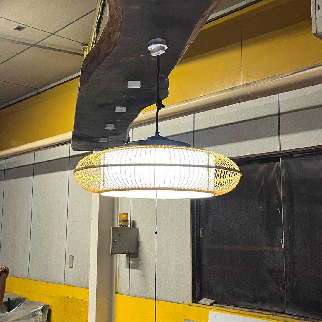 昭和レトロ 丸善製 籐カゴ風 吊り下げ照明 直径約60cm 和モダン ライト