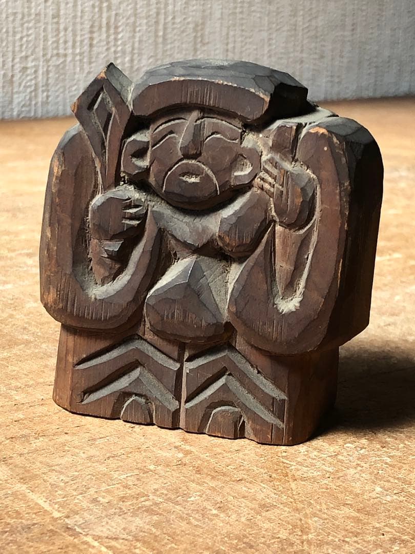 民衆仏　大黒天　明治23年？寅年作　木彫　神像　仏像　家の神　古民藝