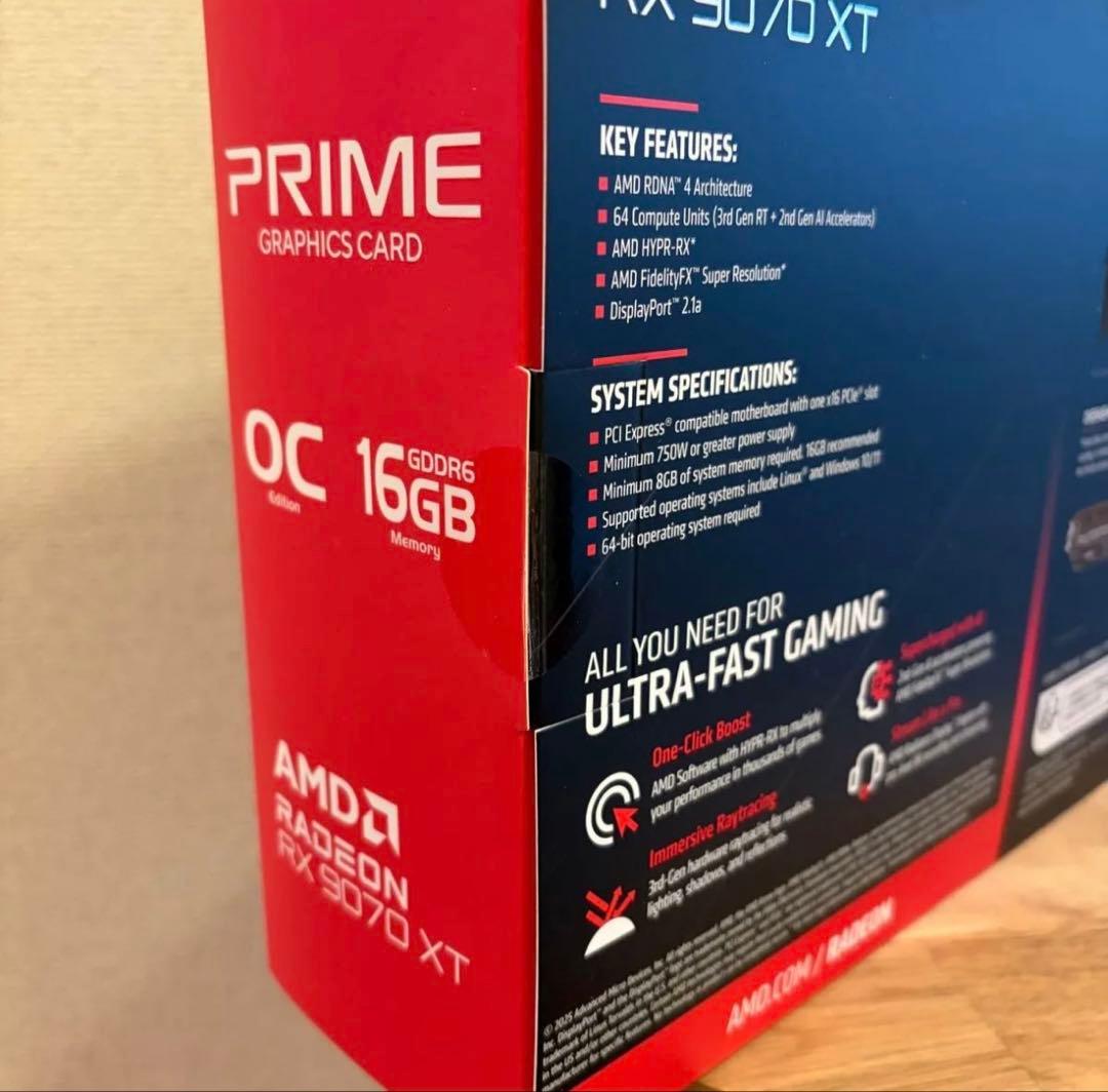 新品未開封ASUS Radeon RX9070XT 16GB PRIME OC