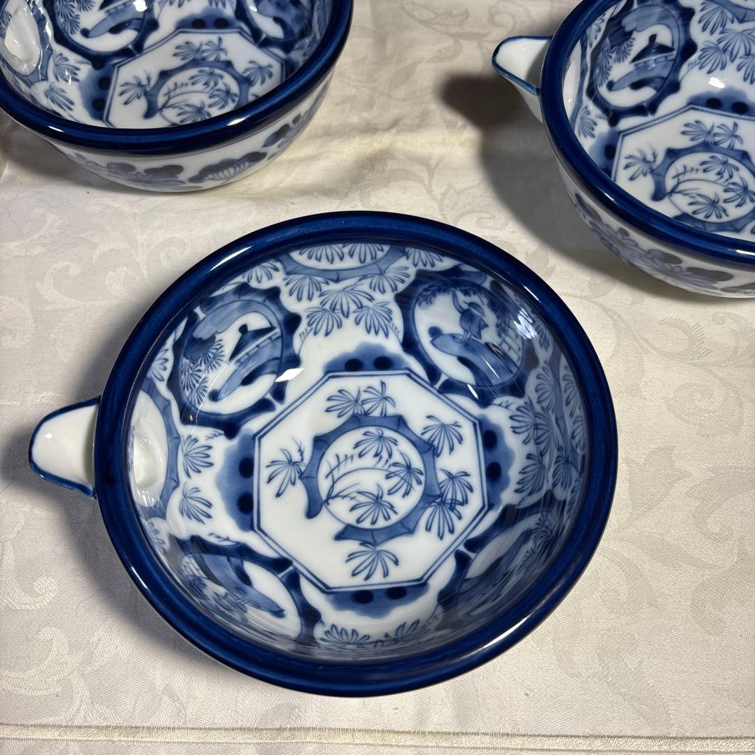 有田焼　龍峯窯　片口鉢　4個　染付　酒器