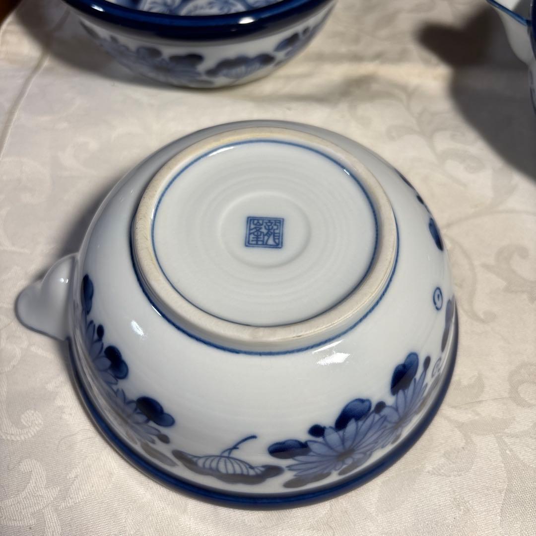 有田焼　龍峯窯　片口鉢　4個　染付　酒器