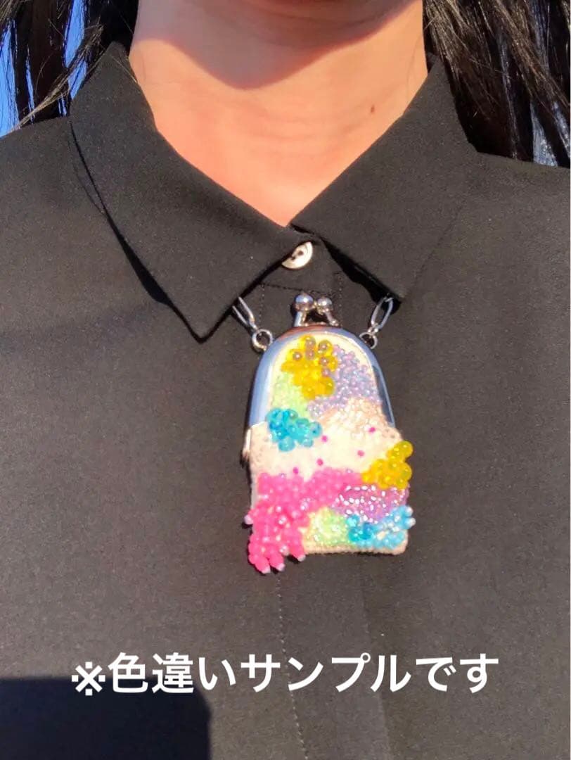 ハンドメイド ビーズ ネックレス がま口　がま口ネックレス　omamori