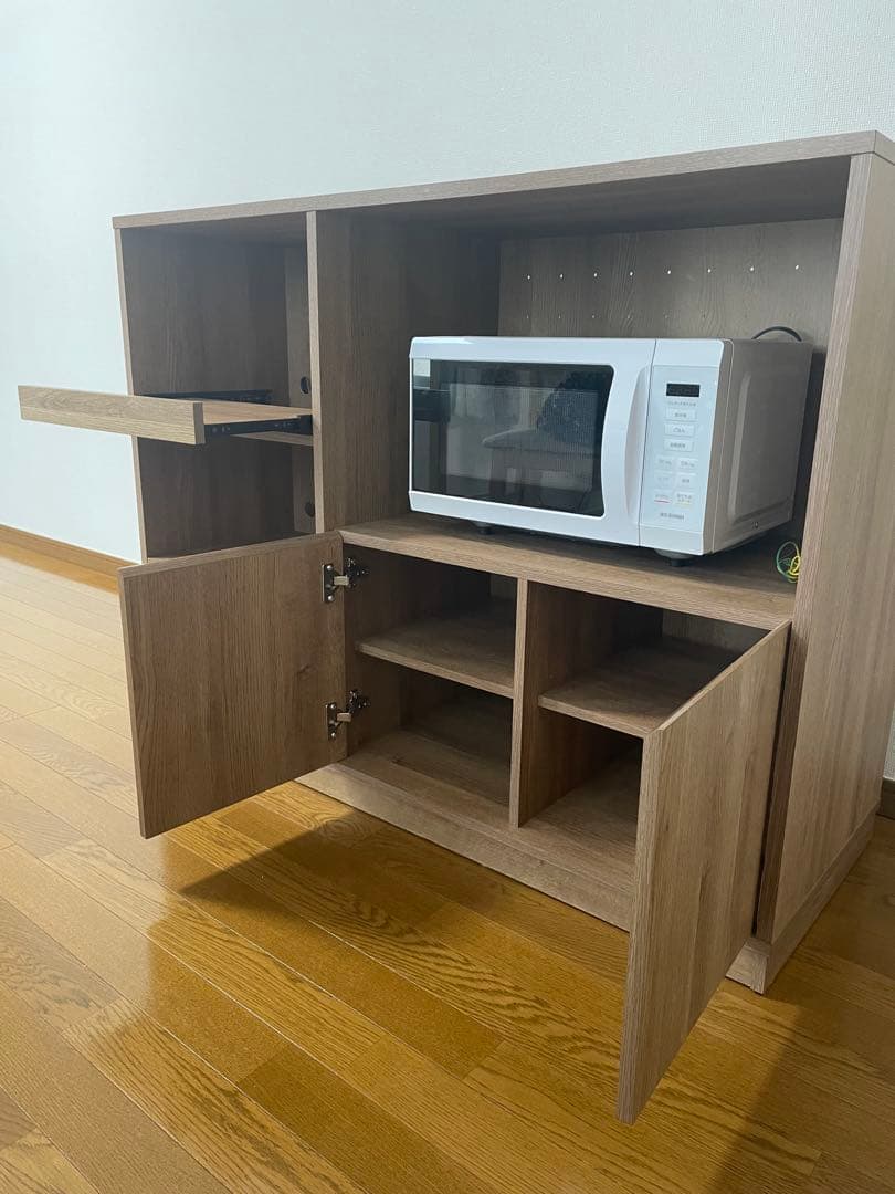 [幅120] キッチンカウンター レンジ台 スライド収納付き LOWYA