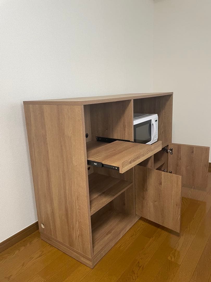[幅120] キッチンカウンター レンジ台 スライド収納付き LOWYA