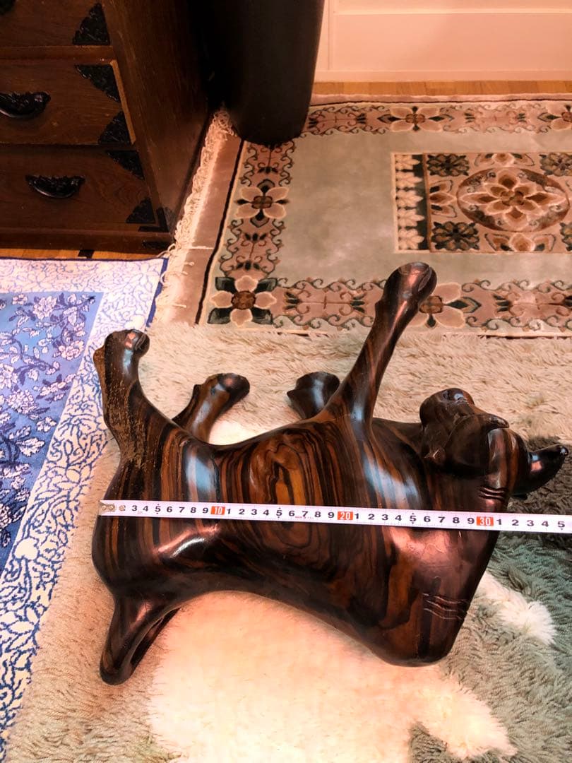 雄牛像 木製 置物 約33cm 約5.7kg
