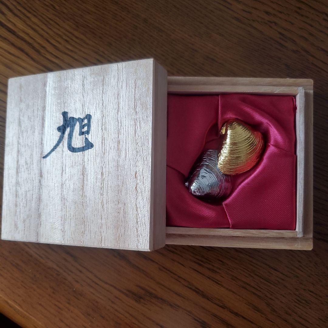 彫金　筆おき 彫塑家 山田良定作 筆枕 「旭」 略歴・共箱付属