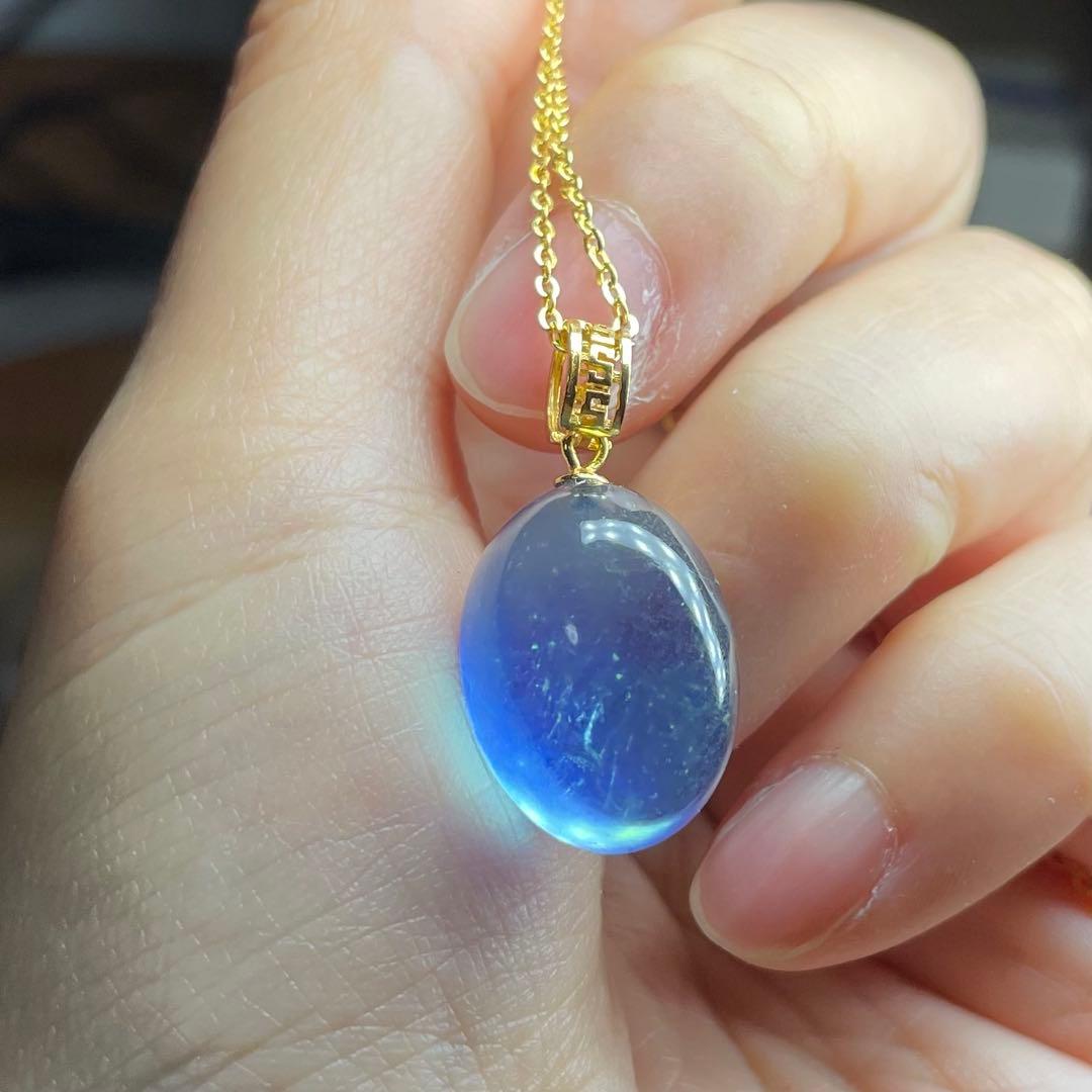 天然石ペンダント　アクアマリン　濃空色　遊色綺麗　SV925