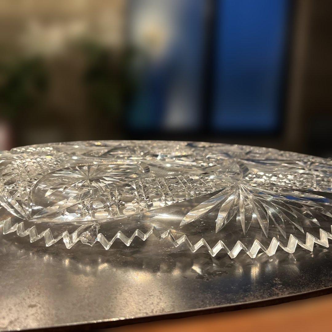 アンティークバカラ　カットグラス　大丸皿