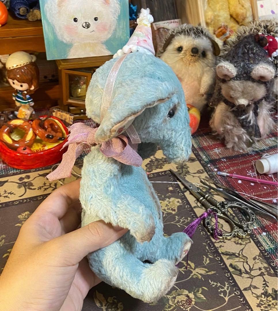 サーカスのブルーエレファント テディベア アーティストベア 象 海外作家様