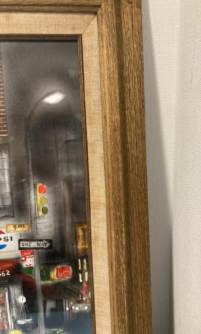 ニューヨーク　マンハッタン　街角　グローサリー　９番街　絵画　木製フレーム