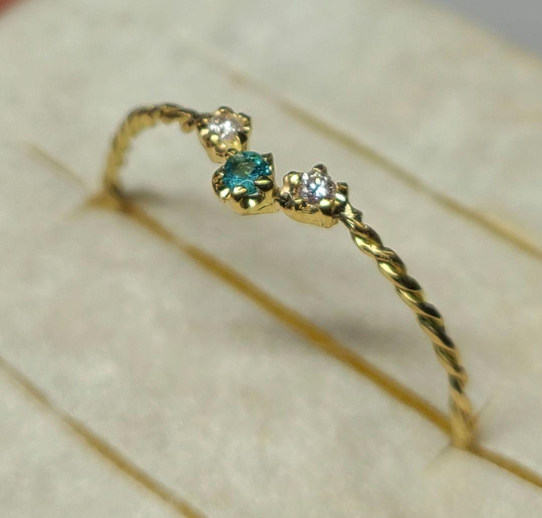 ミラノお星さま★バターリャパライバトルマリン&ピンクダイヤモンド18金★