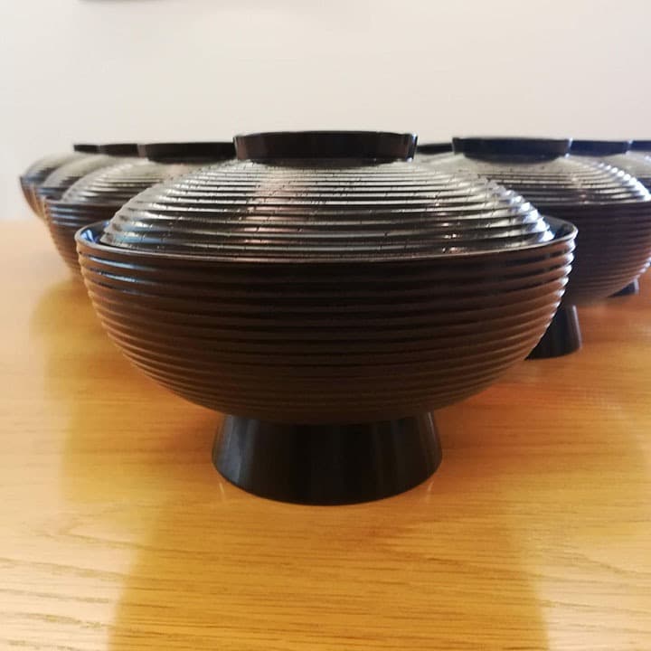 平安象彦 煮物椀　黒 糸目　10客
