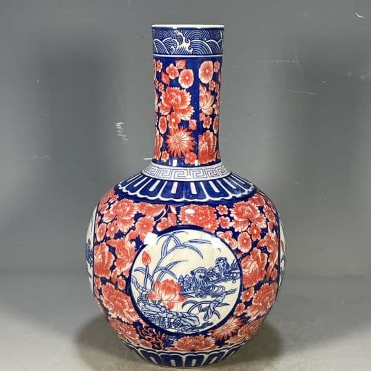 清乾隆琺瑯彩花鳥図紋天球瓶 景徳鎮 陶磁器 装飾品 工芸品 美術品 置物