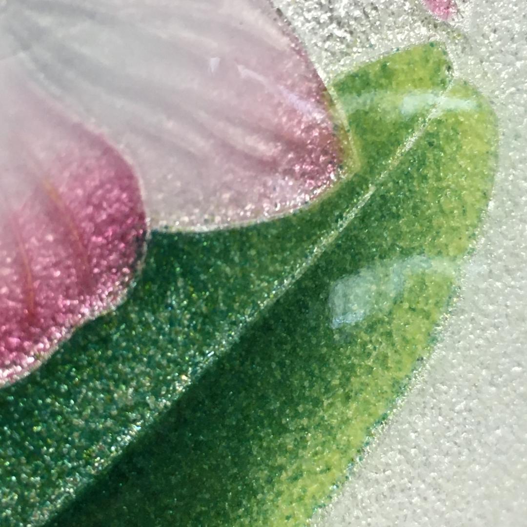 Y 長期保管 七宝焼 絵画 胡蝶蘭 ガラス 花 工芸品 インテリア 額縁