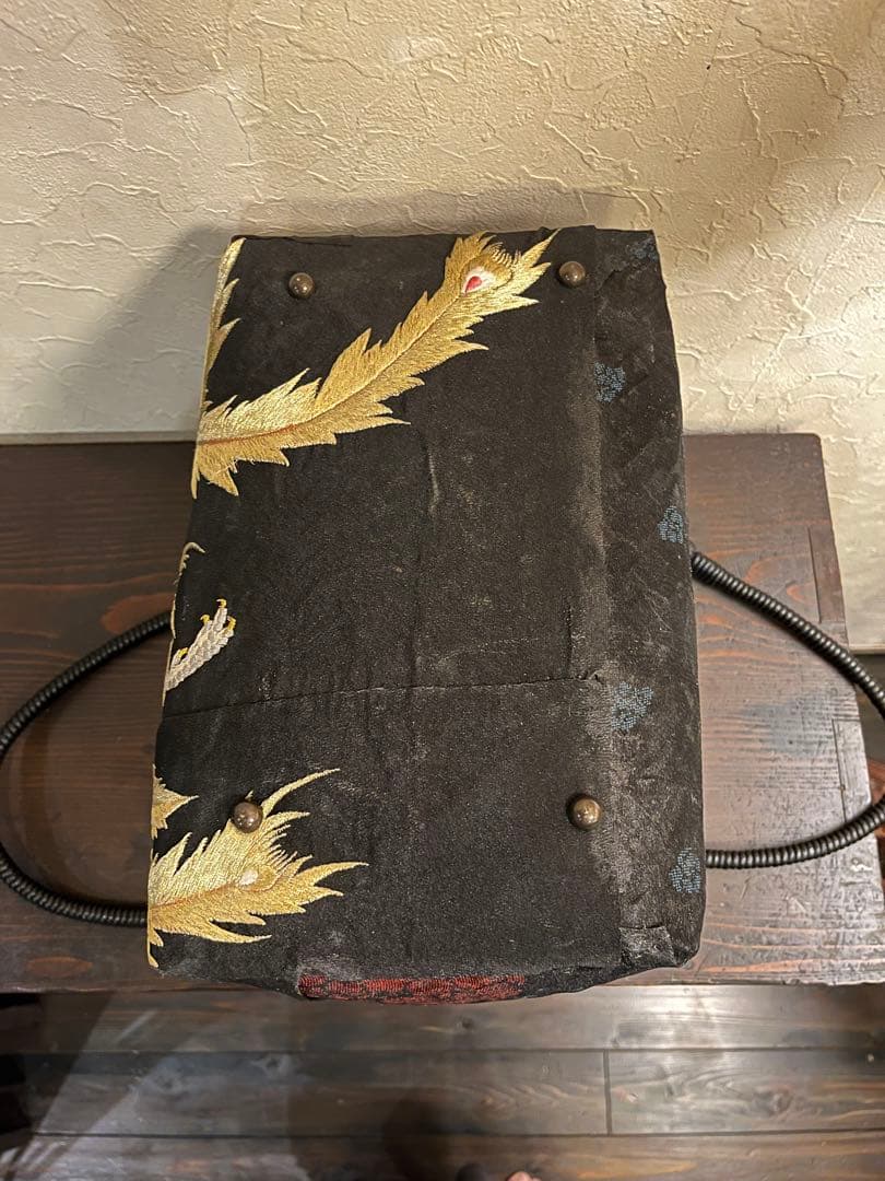 ⑧T一閑張バック　手作り　ハンドメイド　鳳凰の柄