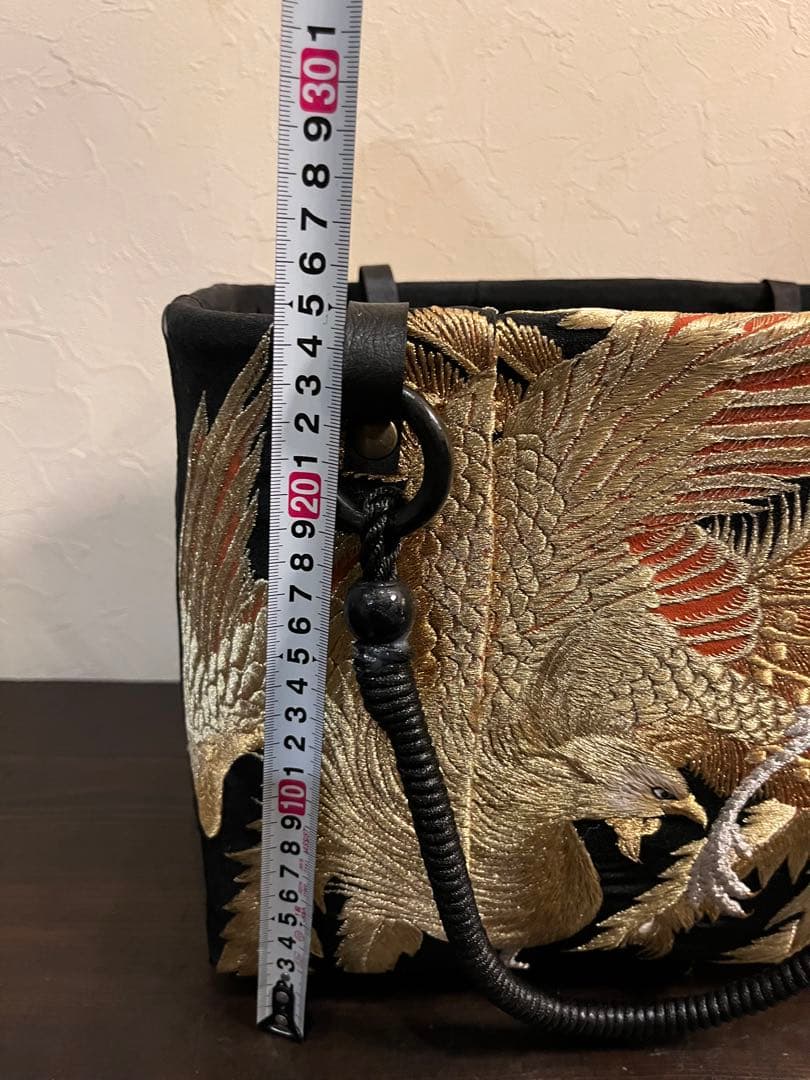 ⑧T一閑張バック　手作り　ハンドメイド　鳳凰の柄