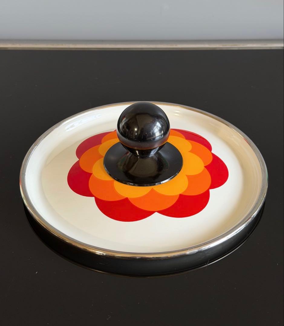 昭和レトロポップ　ホーロー鍋 マルビシ　フィオーレ　20cm 花柄　両手鍋