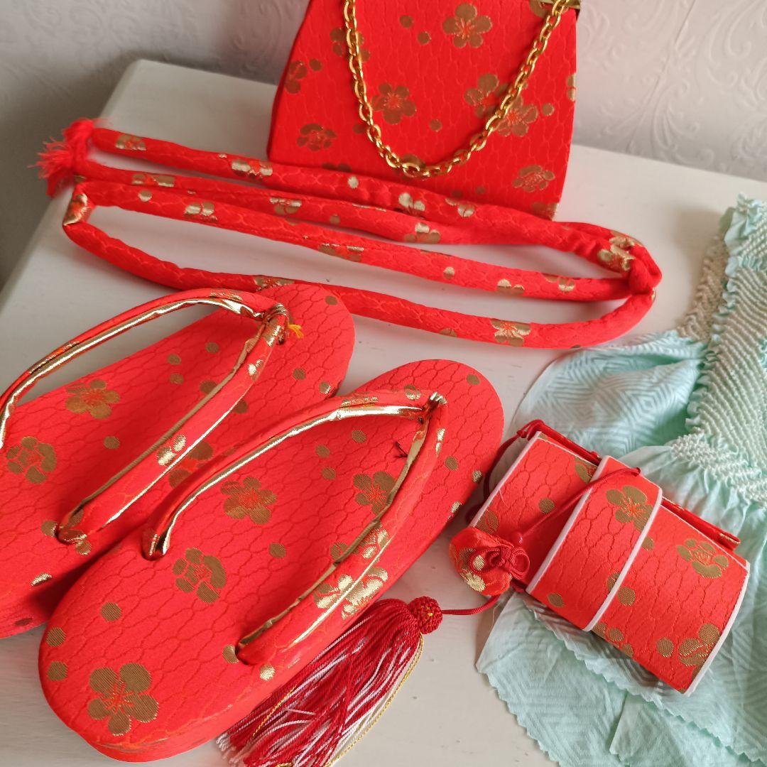 アンティークピンクにくすみブルーの雲取模様の着物と帯フルセット