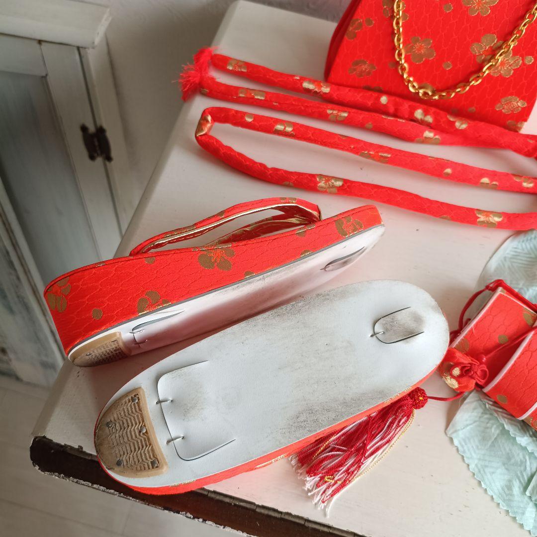 アンティークピンクにくすみブルーの雲取模様の着物と帯フルセット