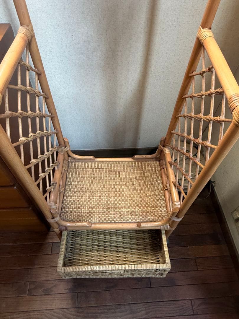 高級家具　竹？細工　ハンガーキャリア　収納家具　木製　最終赤字大処分品！！