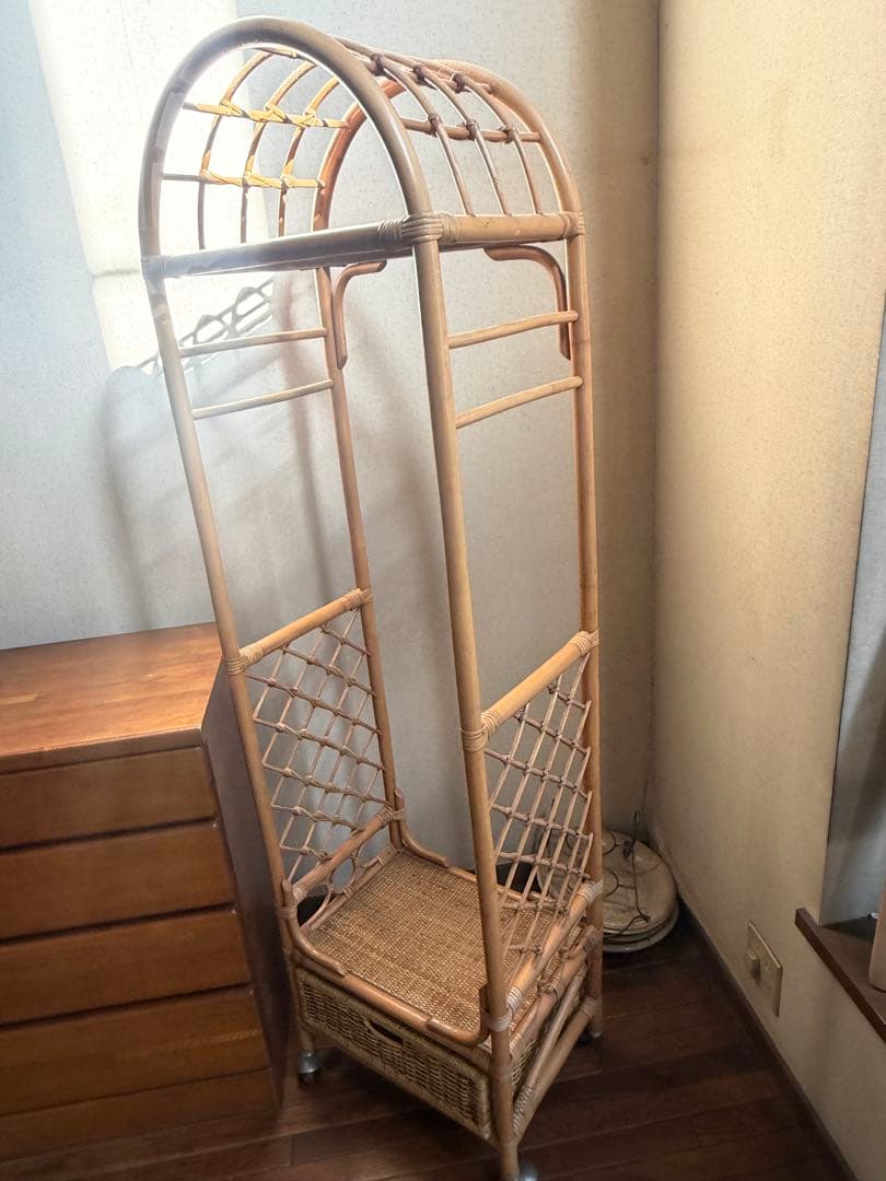 高級家具　竹？細工　ハンガーキャリア　収納家具　木製　最終赤字大処分品！！