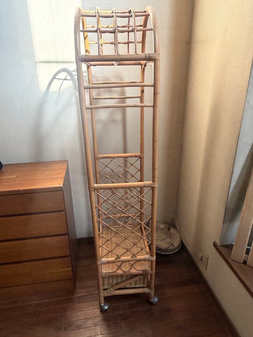 高級家具　竹？細工　ハンガーキャリア　収納家具　木製　最終赤字大処分品！！