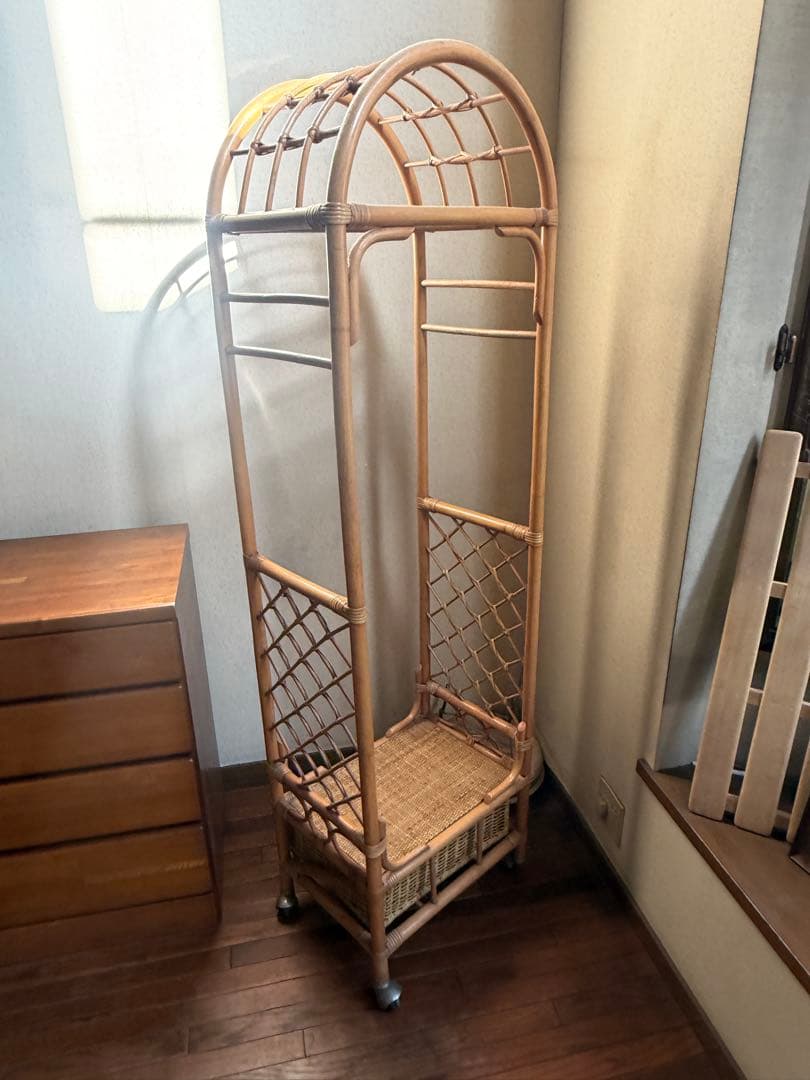 高級家具　竹？細工　ハンガーキャリア　収納家具　木製　最終赤字大処分品！！