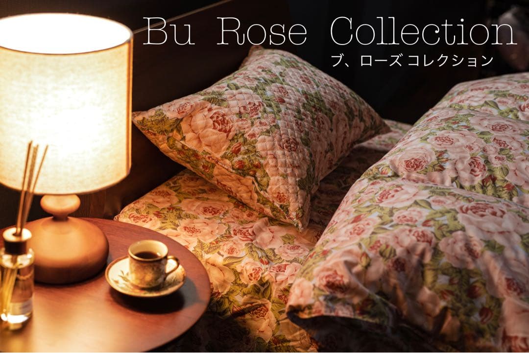 @ブ，ローズ @素敵な薔薇柄 ボックスシーツ クィーン