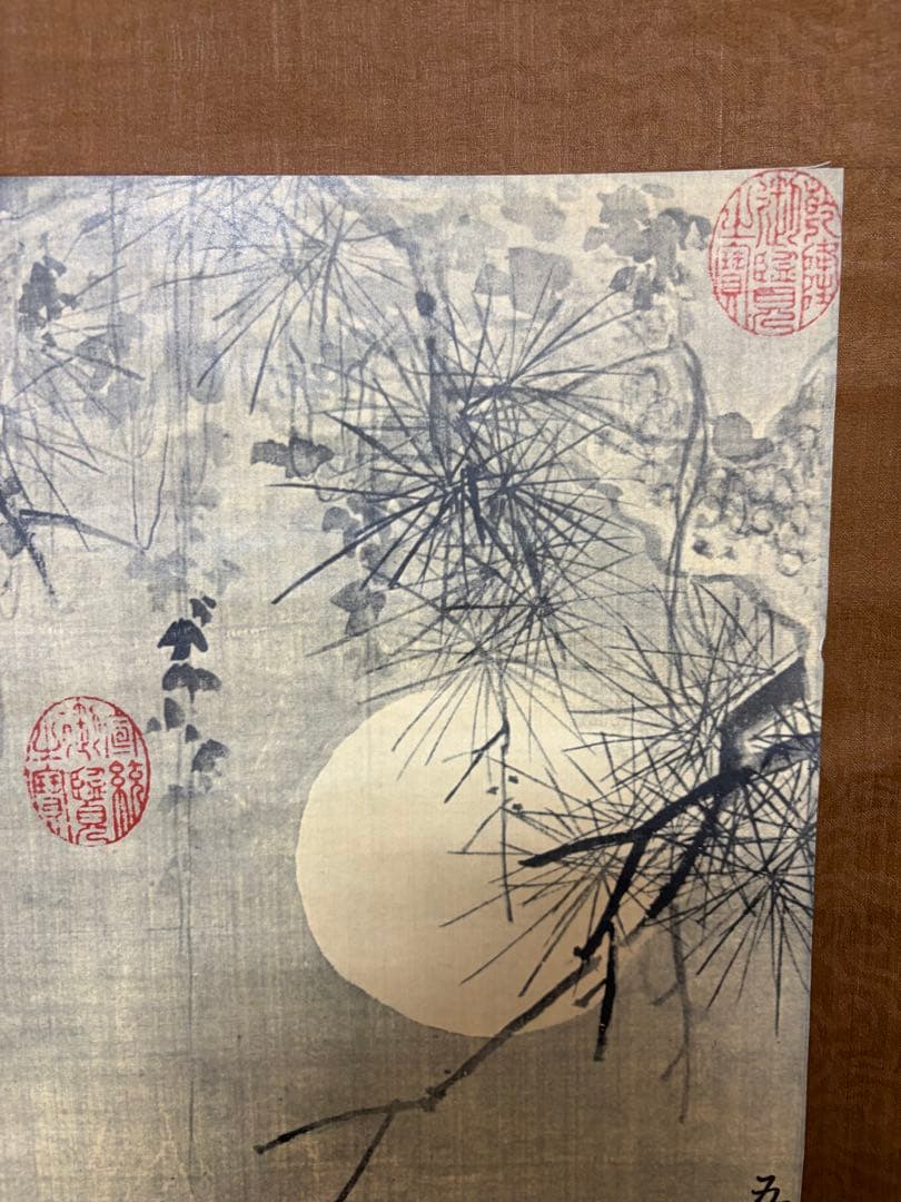 中国　【工芸】　清　惲寿平　五清図　掛け軸　骨董　古玩 165cm × 48cm