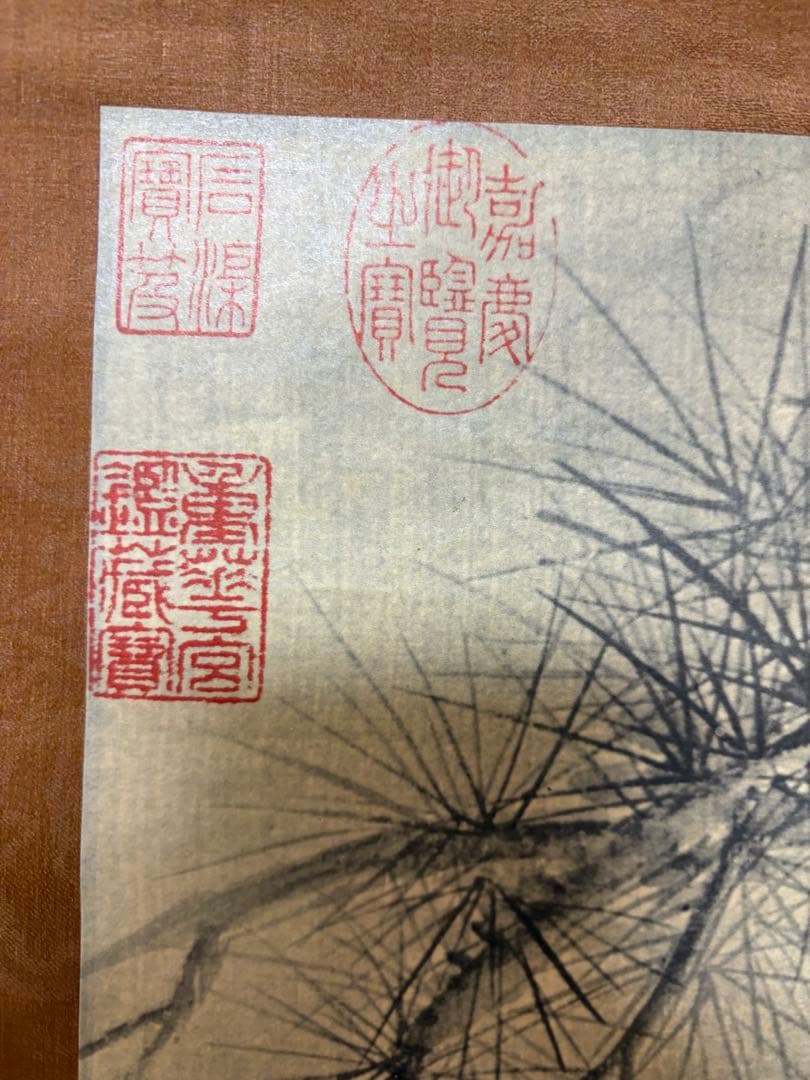 中国　【工芸】　清　惲寿平　五清図　掛け軸　骨董　古玩 165cm × 48cm