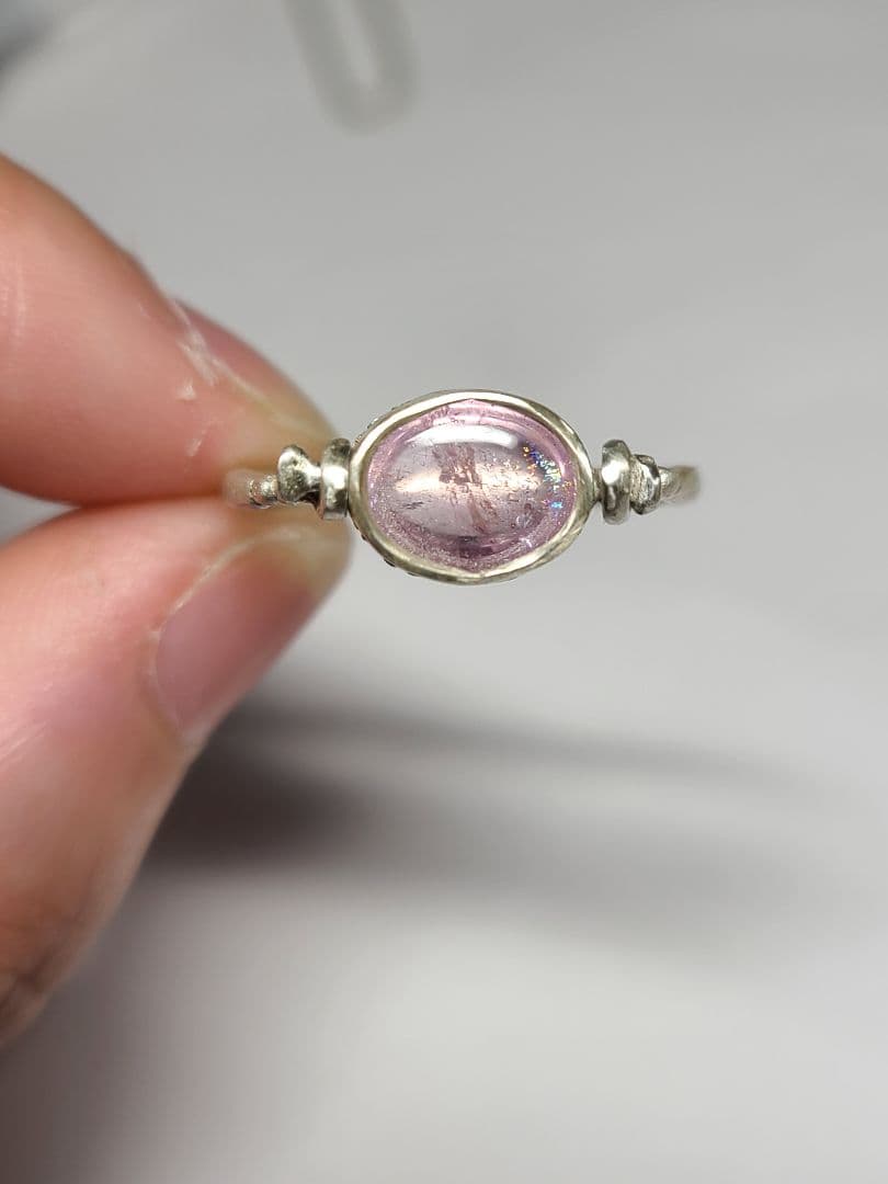 桜色のレインボー★コンゴ産ピンクトルマリンスイングリング★
