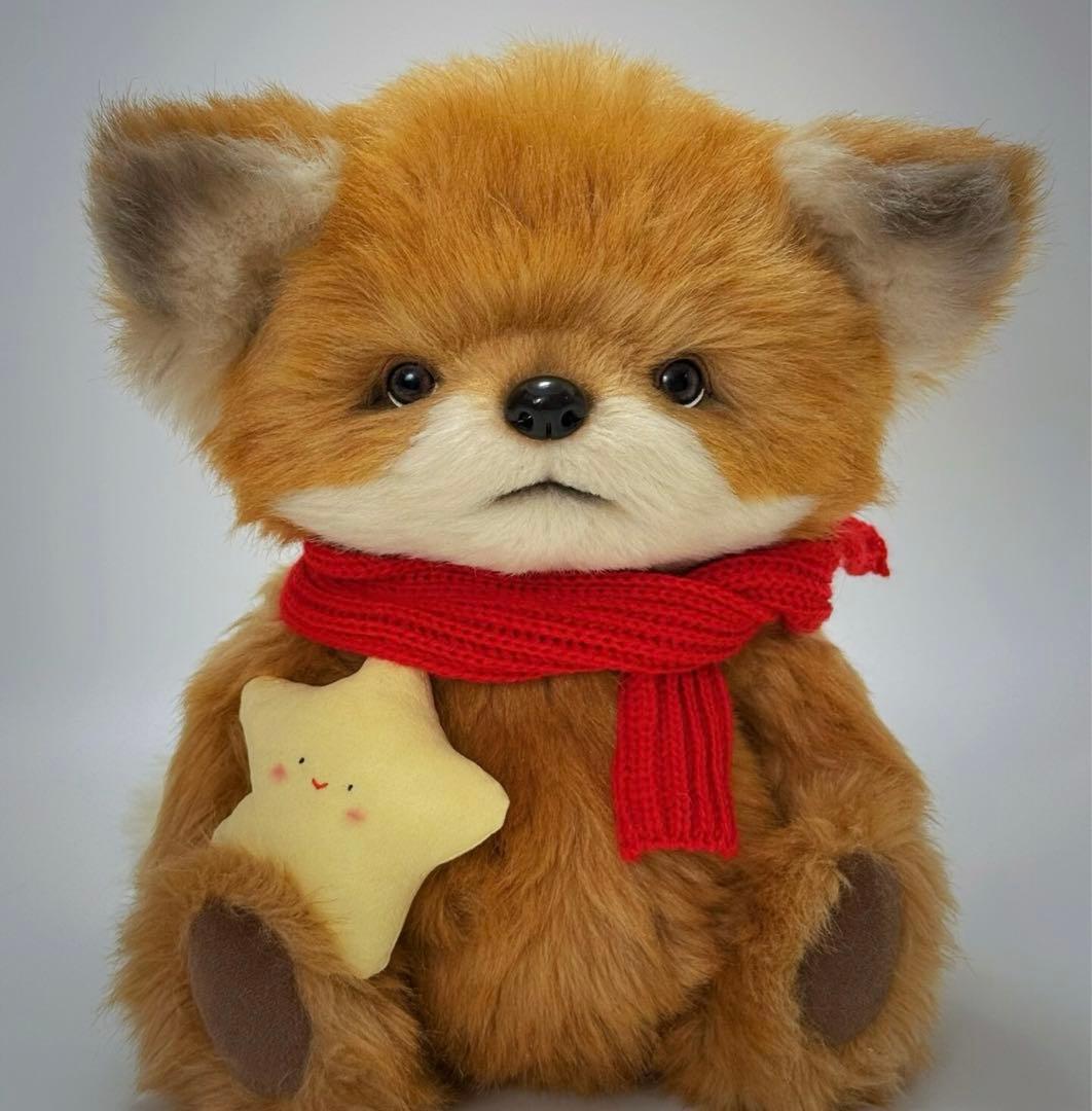 まんまるキツネちゃん アーティストベア 海外作家様 ハンドメイド ぬいぐるみ
