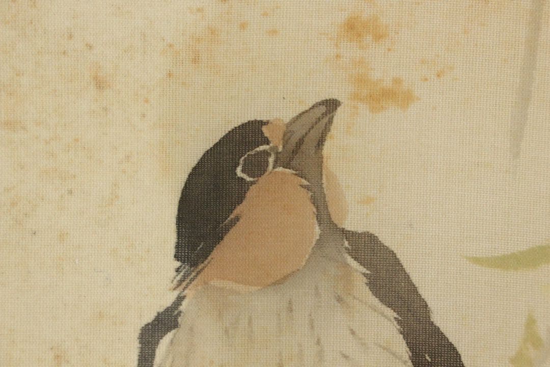 No5755 掛軸　加藤英舟　柳燕之図　絹本着色　合箱　日本画　花鳥　送料無料