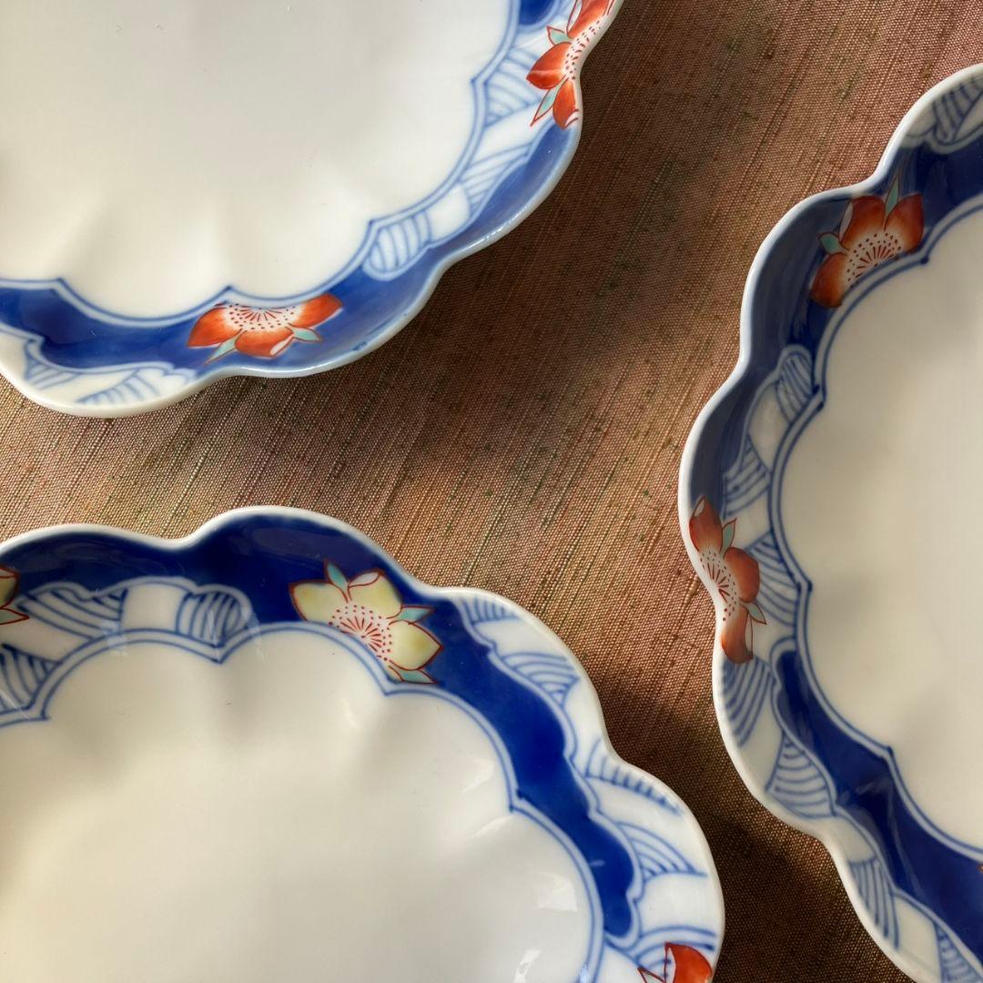 香蘭社　オールド香蘭社　桜流水輪花皿　ヴィンテージ　3枚　変形皿　ハンドペイント