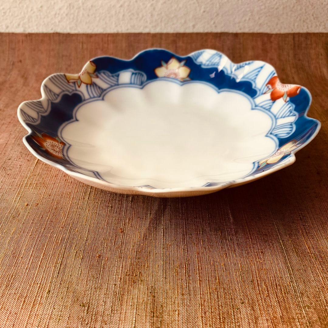 香蘭社　オールド香蘭社　桜流水輪花皿　ヴィンテージ　3枚　変形皿　ハンドペイント