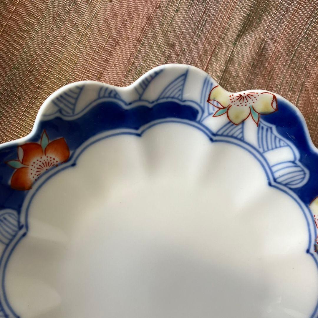 香蘭社　オールド香蘭社　桜流水輪花皿　ヴィンテージ　3枚　変形皿　ハンドペイント