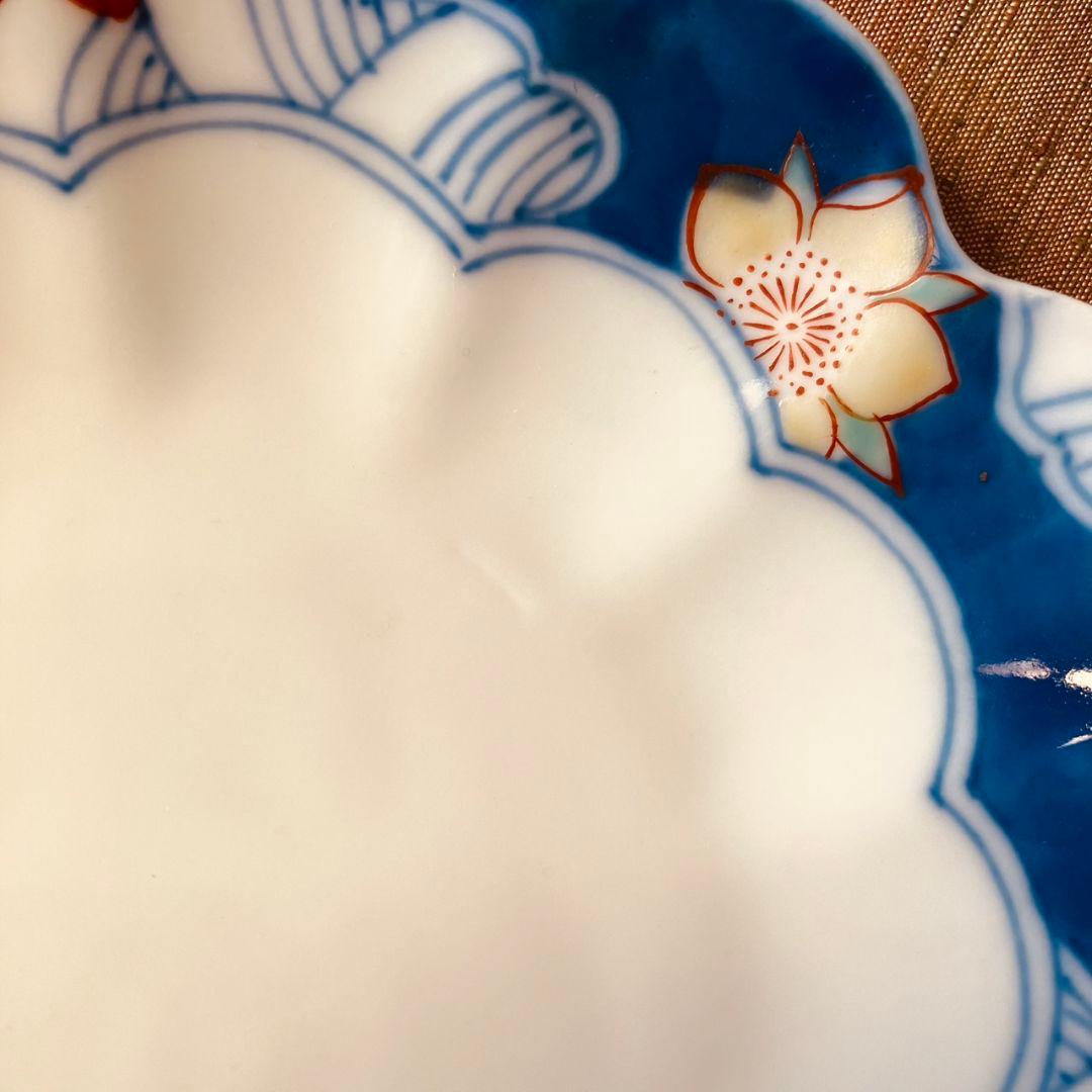 香蘭社　オールド香蘭社　桜流水輪花皿　ヴィンテージ　3枚　変形皿　ハンドペイント