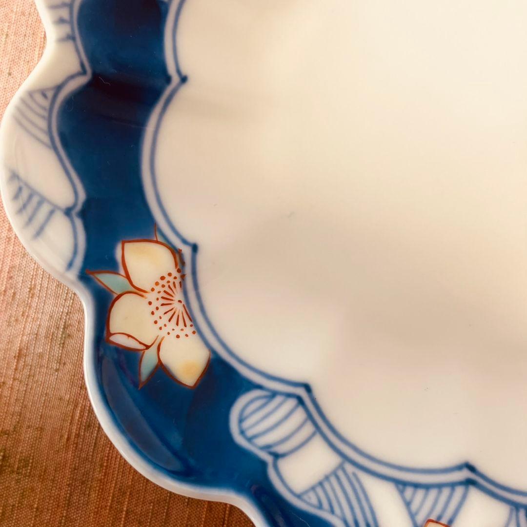 香蘭社　オールド香蘭社　桜流水輪花皿　ヴィンテージ　3枚　変形皿　ハンドペイント