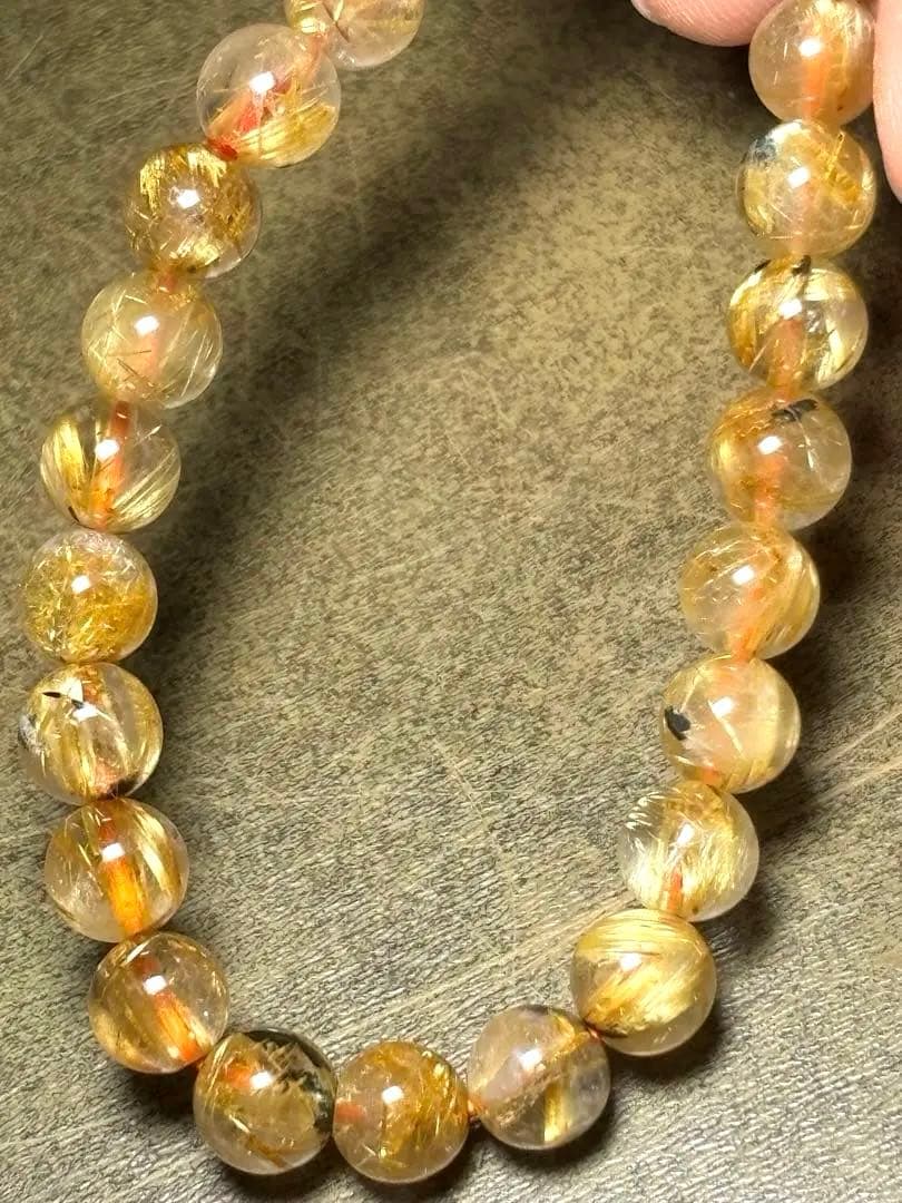 【新入荷】ゴールドタイチンルチルブレスレット約7㎜（新品未使用）金運最強　高品質