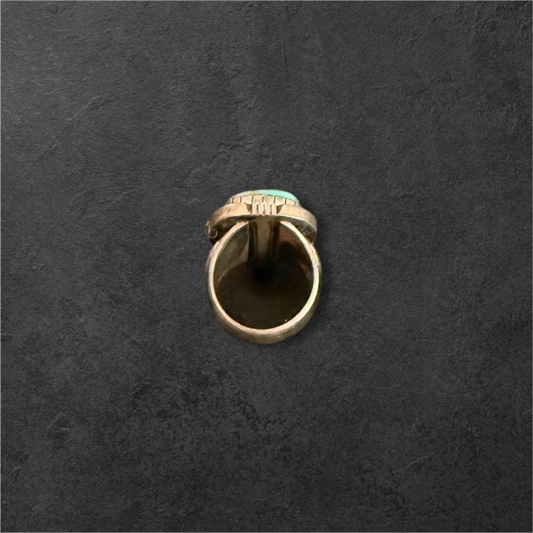 【極希少】大粒 ターコイズ シルバーリング 刻印有ナバホ インディアンジュエリー