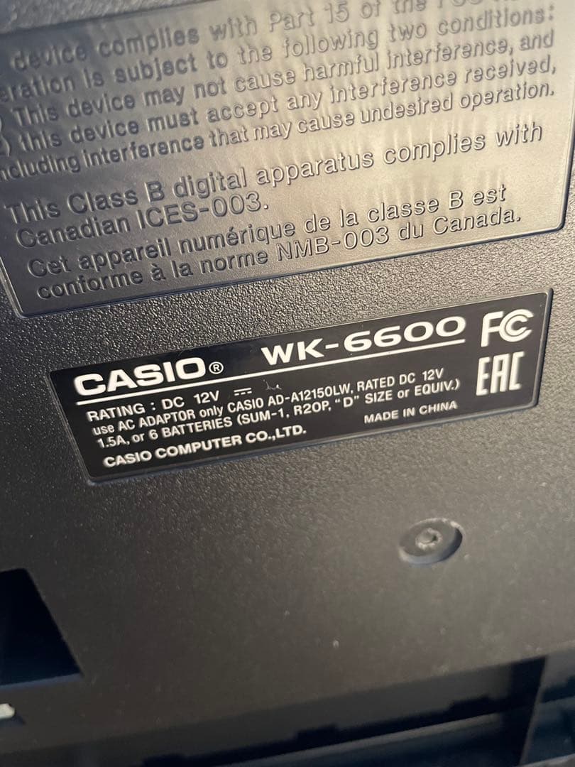 CASIO WK-6600 76鍵盤 電子キーボード 譜面台・ACアダプター付