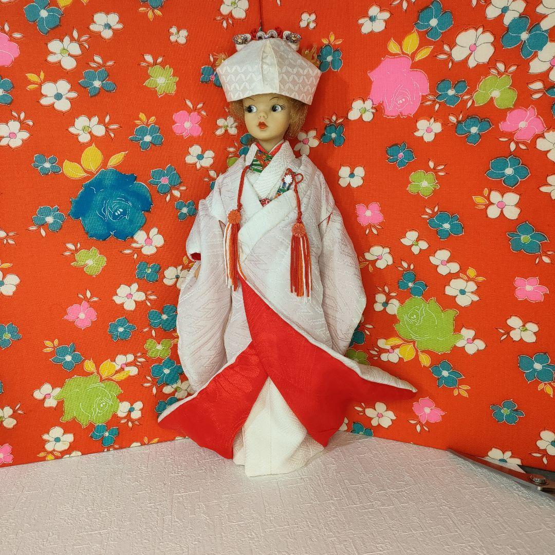 タミーちゃんサイズ　ハンドメイド　花嫁衣装セット　赤花柄