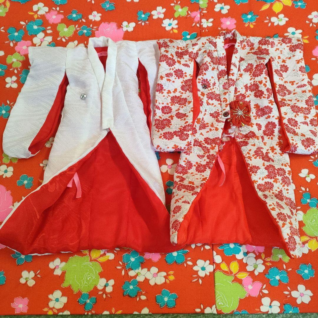 タミーちゃんサイズ　ハンドメイド　花嫁衣装セット　赤花柄